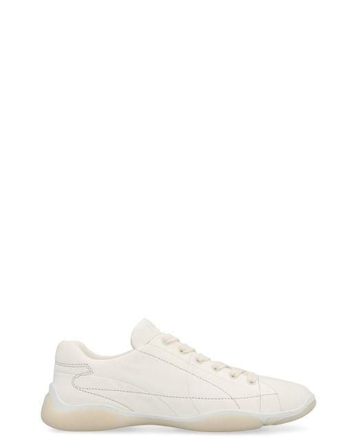 Prada White Leather Low-Top Sneakers
