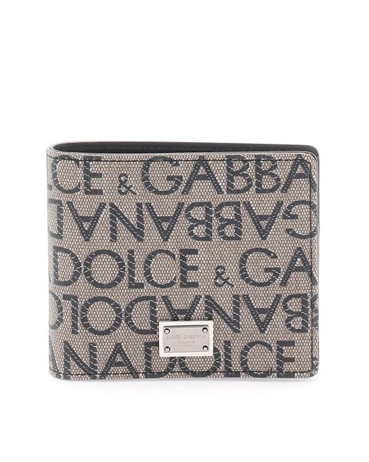 Dolce & Gabbana Jacquard Logo Bi-fold Wallet in Grey for Men | Lyst UK