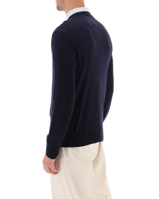 Brunello Cucinelli Blue Cashmere Sweater for men