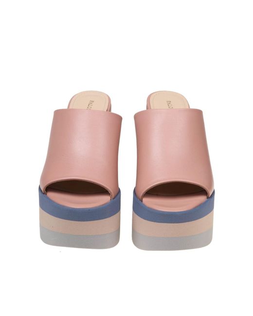Paloma Barceló Gray Leather Mules With Wedge