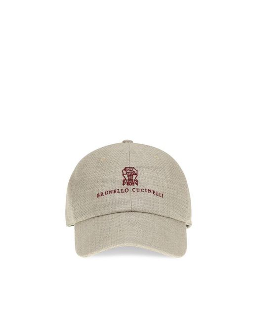 Brunello Cucinelli Gray Beige Silk Cap (baseball Hat) for men