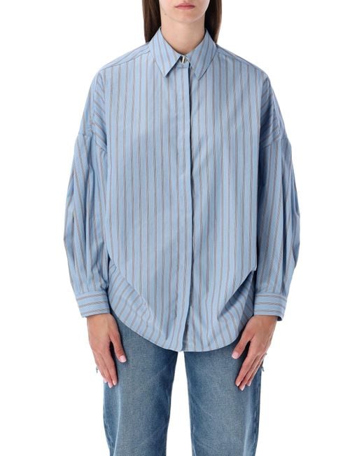 Sessun Blue Striped Poplin Oversized Shirt