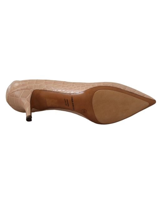 Dolce & Gabbana Brown Leather Pointed Heels Pumps Shoes