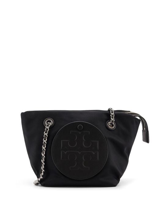 Tory Burch Black Ella Chain Small Nylon Shoulder Bag