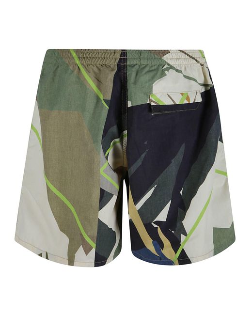 Paura Green Multi Print Shorts for men