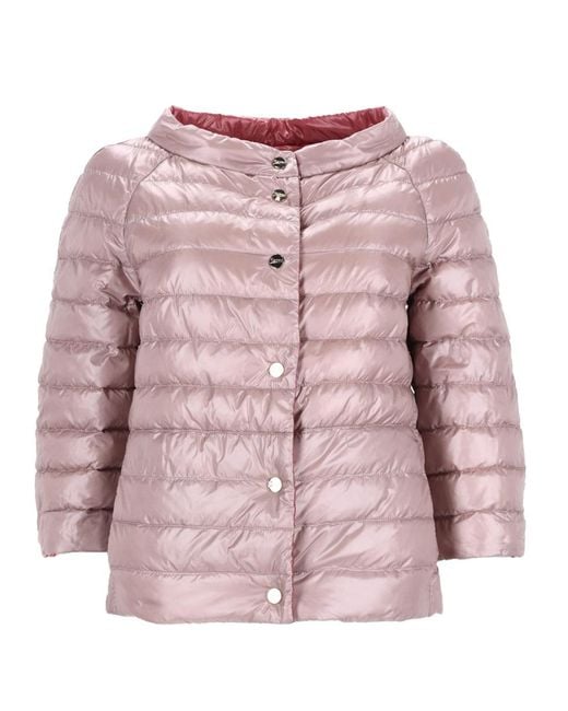 Herno Pink Reversible Padded Coat Polyamide Jacket