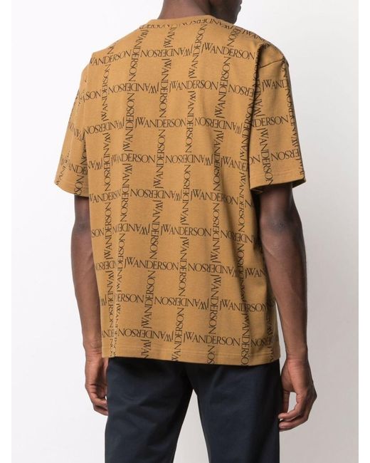 J.W. Anderson Brown All Over Logo Oversize T-Shirt Clothing Polo & T-Shirts for men