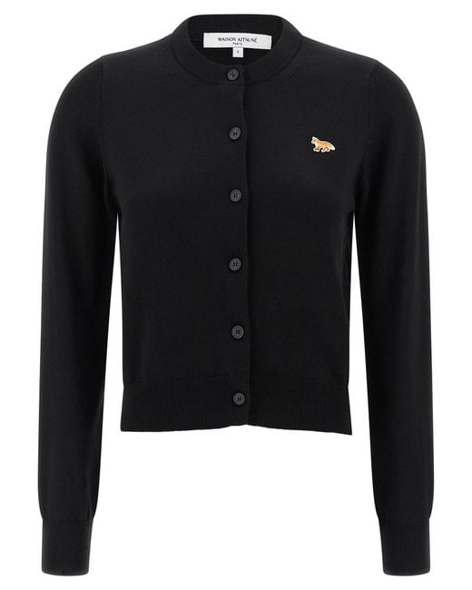 Maison Kitsuné Black Boxy Lambswool Cardigan