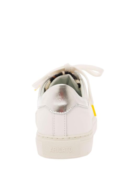 Axel Arigato White Low-top Sneakers Wit Metallic Heel Tab In Smooth Leather Woman