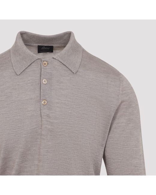 Brioni Gray Long Sleeves Polo for men