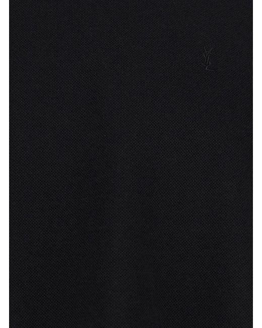 Saint Laurent Black Embroidered Crewneck Cotton T-Shirt for men