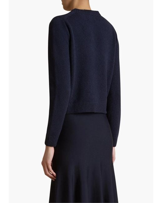 Khaite Blue Pull Leta En Maille Cachemire Bleu Sweater