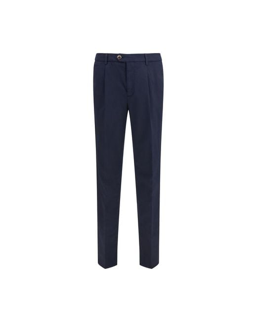 Brunello Cucinelli Blue Black Cotton Chino Pants for men