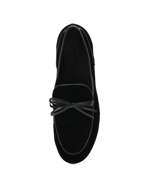 Bottega Veneta Black Trinity Intrecciato Velvet Loafers for men
