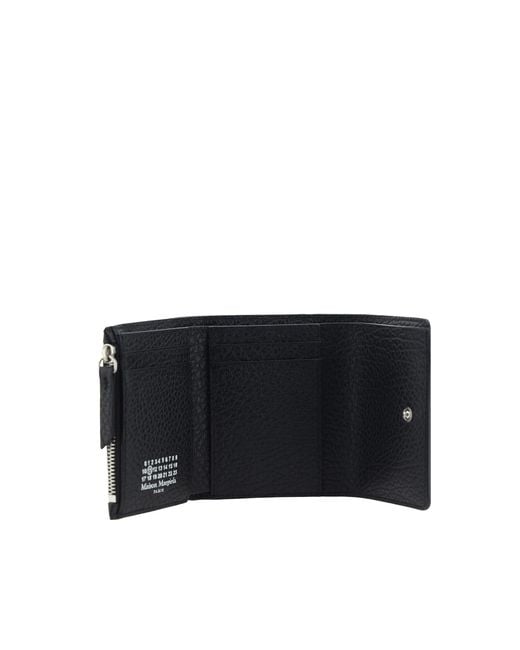 Maison Margiela Black Grained Leather Wallet Calf Bos Taurus