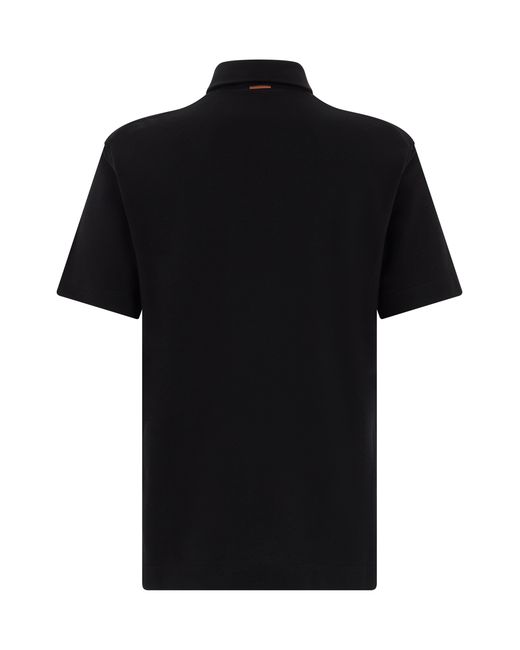 Zegna Black Polo Shirt Cotton for men