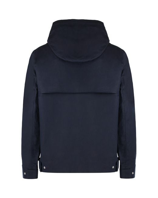 K-Way Blue Kaya Cotton-Linen Blend Jacket Polyurethane; Linen; Cotton Raincoats for men