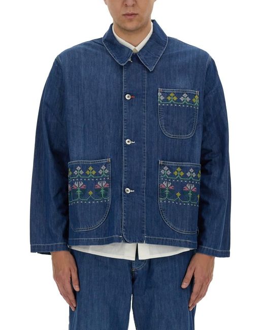 YMC Blue Jacket With Embroidery for men