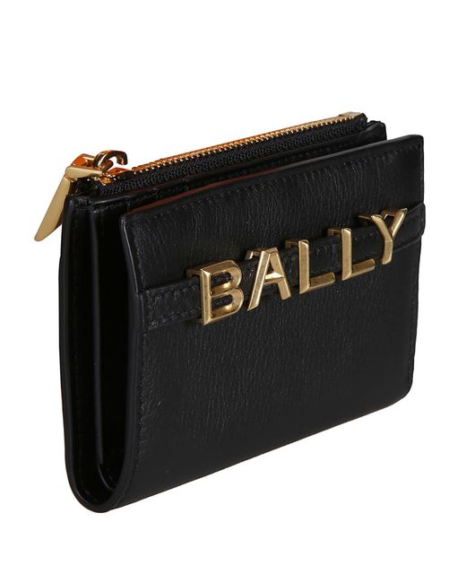 Bally Black Logo Zip Around Wallet