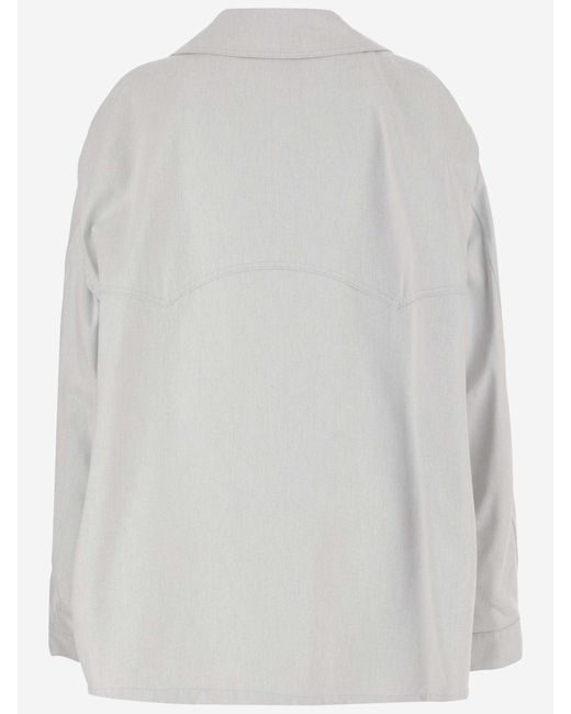 Maison Margiela Gray Cotton Jacket With Oversize Collar
