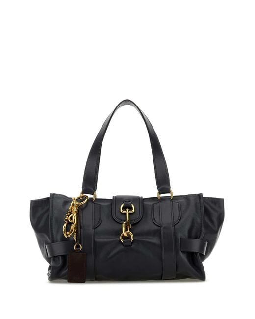 Chloé Leather Kerala 25 Shopping Bag in Black | Lyst