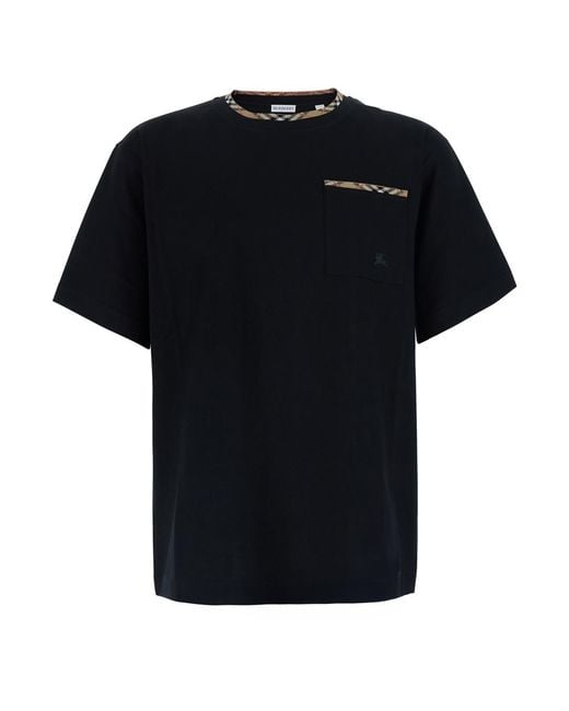 Burberry Black T-Shirt Ryan Cotton T-Shirts for men