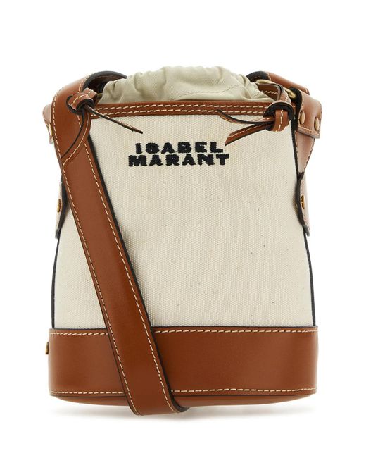 Isabel Marant Brown Sand Canvas Small Samara Shoulder Bag