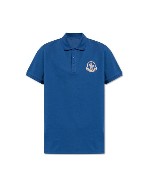 Moncler Blue Polo With Logo for men