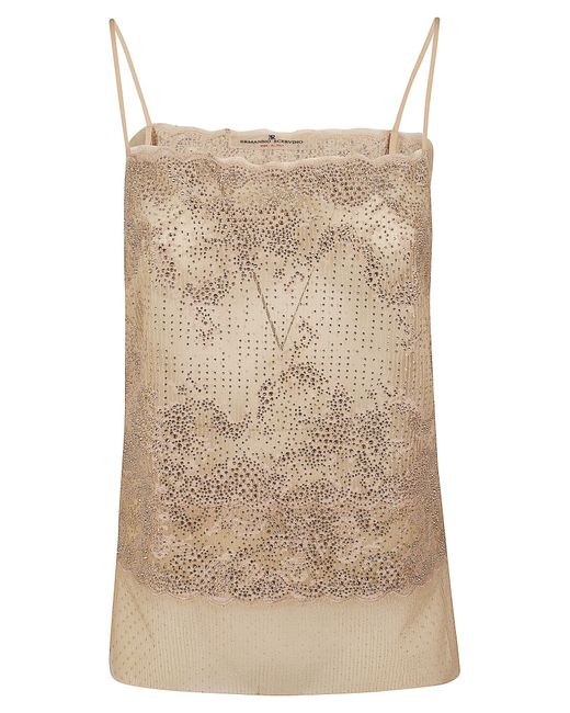 Ermanno Scervino Natural Top With Embroidery Pl Pa