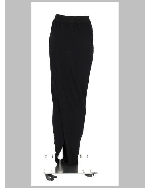 Rick Owens Black Pull On Pillar Skirt Cotton