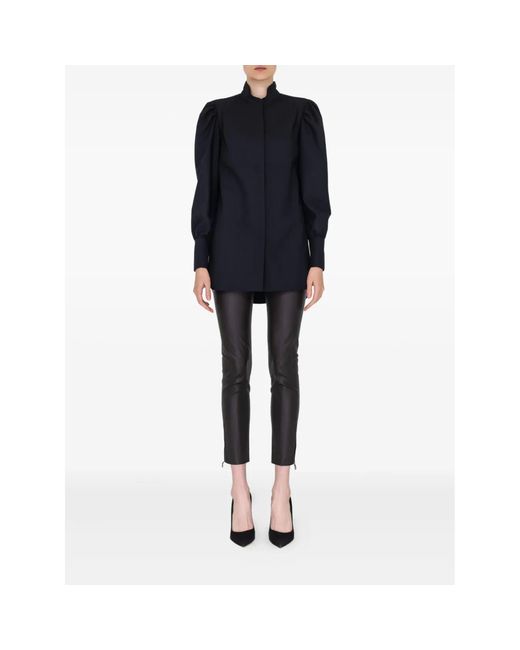Ferragamo Black Zip-Detail Leather Trousers