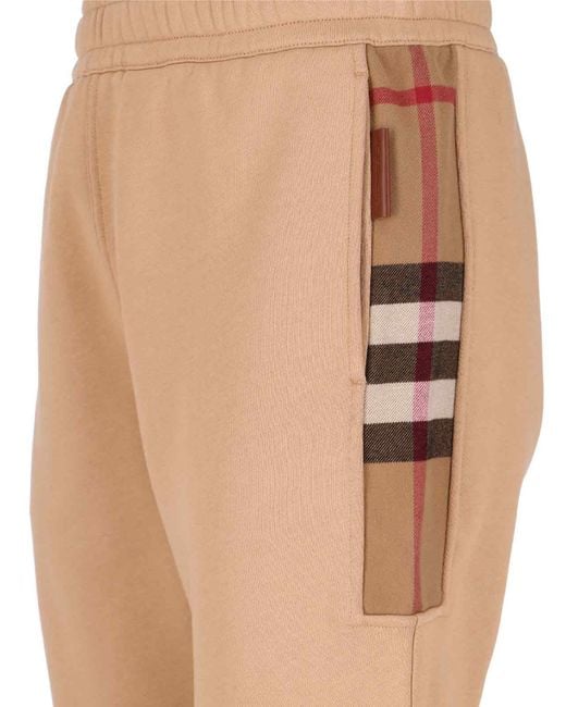 Burberry Natural Tartan Detail Sporty Trousers for men