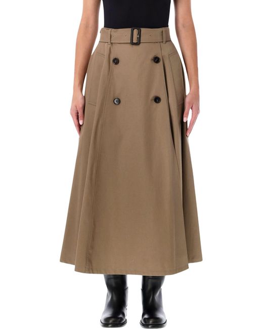 Burberry Brown Gabardine Trench Midi Skirt