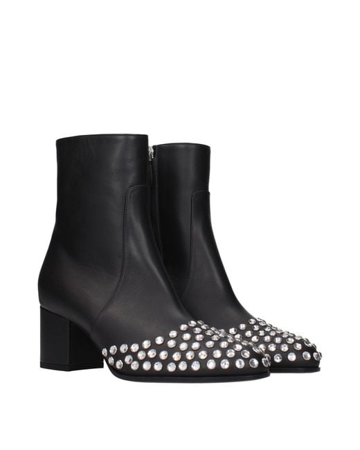 Alaïa Black Leather Ankle Boots
