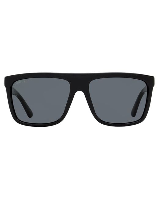 Gucci Black Rectangular Sunglasses Gg0748S 001 59Mm Plastic (Injected) for men