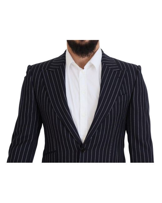 Dolce & Gabbana Blue Elegant Slim Fit Wool Blazer for men