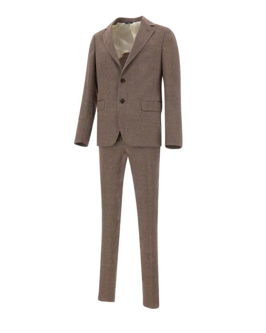Brian Dales Brown Linen And Wool Two-Piece Suit for men