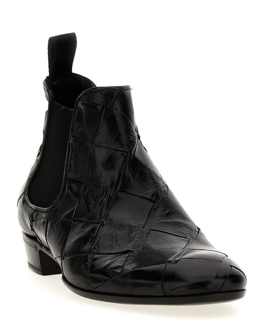 Lidfort Black Braided Leather Ankle Boots for men
