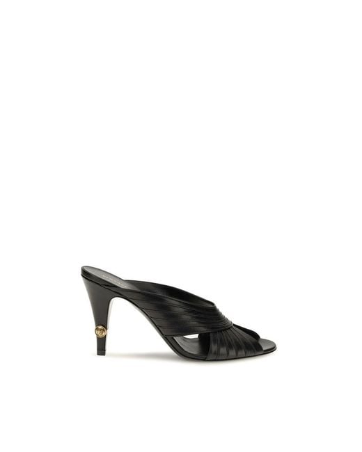 Versace Black Lamb Ovis Aries Mules