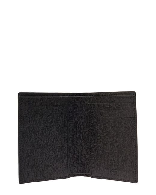 Saint Laurent Black Card Holder Grain De Poudre Calfskin Accessory for men