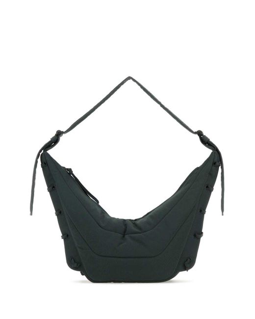 Lemaire Black Soft Game Zipped Medium Shoulder Bag