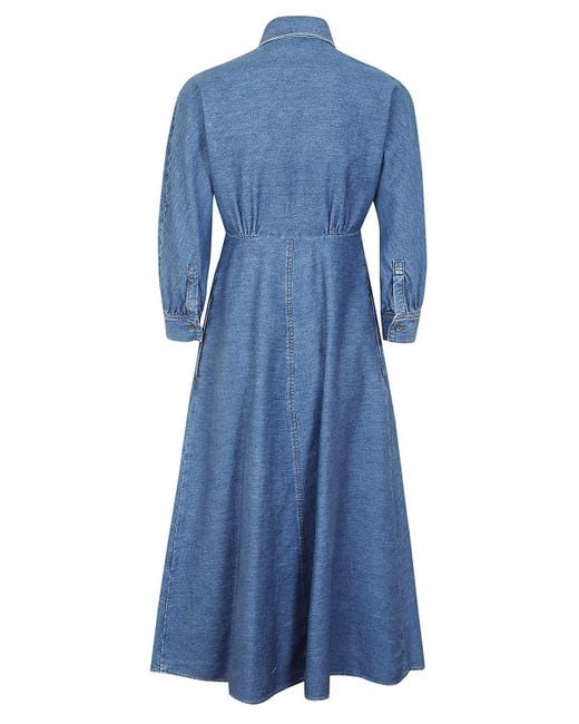 Weekend by Maxmara Blue Buttoned Long-sleeved Denim Dress