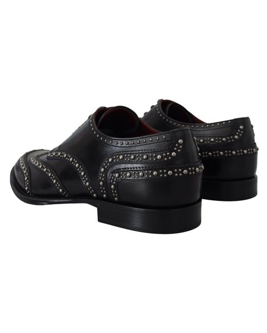 Dolce & Gabbana Black Elegant Studded Derby Shoes for men