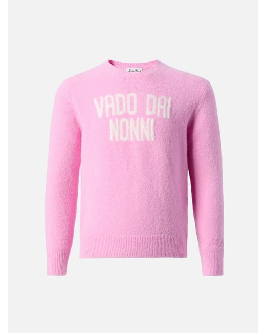 Mc2 Saint Barth Pink Princess Stretch Alpaca-Blend Sweater With Vado Dai Nonni Jacquard