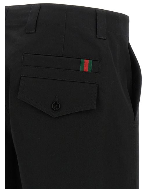 Gucci Black Cotton Casual Pants for men