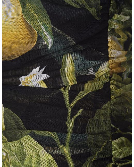 Roberto Cavalli White Midi Stretch Dress With Lemons Print