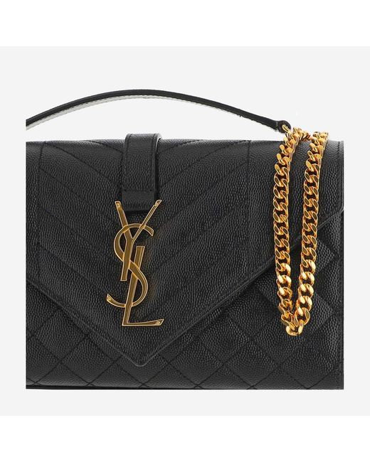 Saint Laurent Black Small Leather Monogram Envelope Bag Calfskin Shoulder
