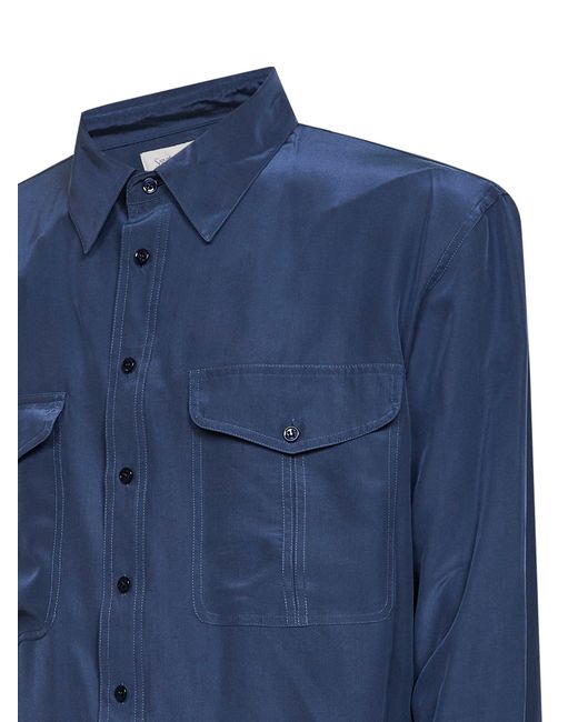 Saint Laurent Blue Viscose And Silk Shirt for men
