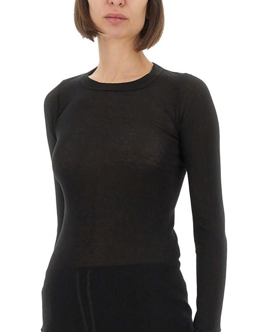 Rick Owens Black Ribbed" T-Shirt