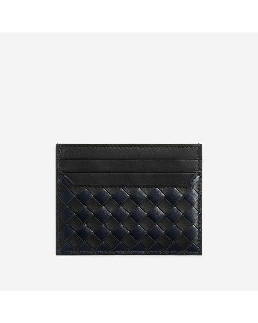 Bottega Veneta Black Leather Card Holder Woven Calfskin for men